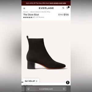 Everlane The Glove Boot: 2in heel, textured ReKnit fabric, & leather details.